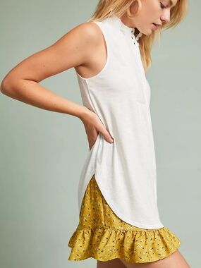 Anthropologie Akemi + Kim Mandarin Collar Blouse White Womens Medium